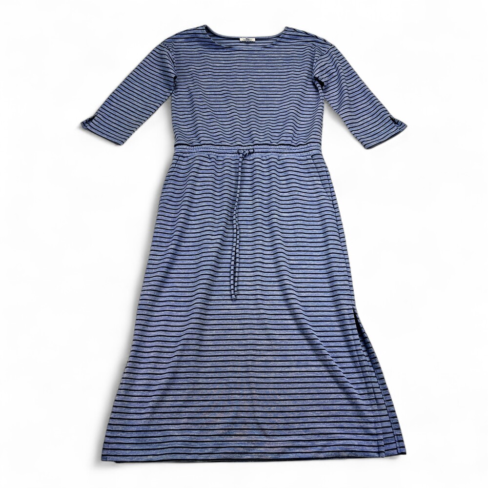 Haven Striped Maxi Dress - Tie Waist, 3/4 Sleeve - Size M